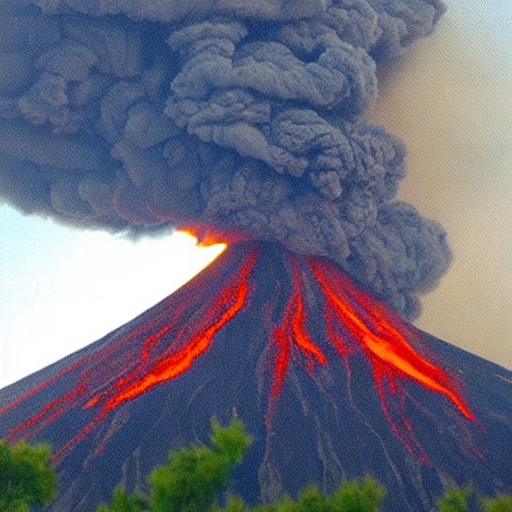 A photo of a volcano erupting
